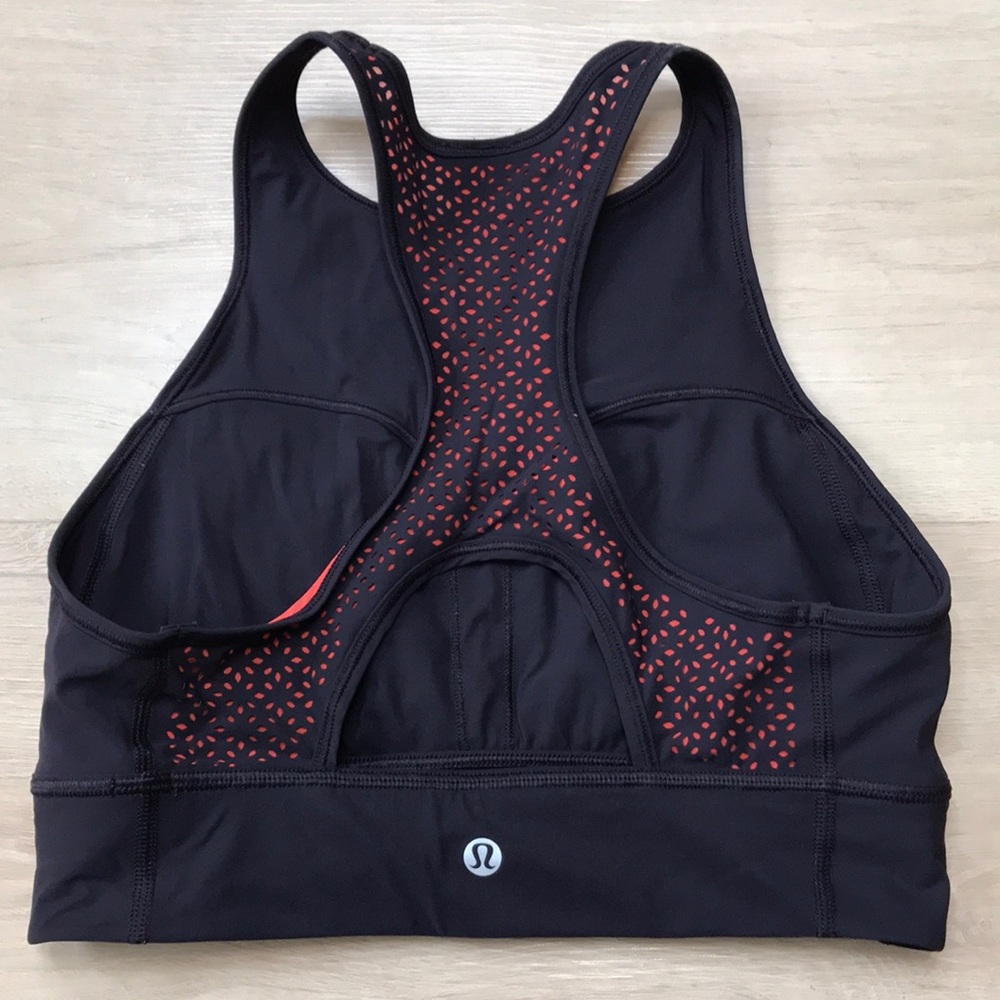 LULULEMON SPORTS TOP BLACK / ORANGE SIZE 8